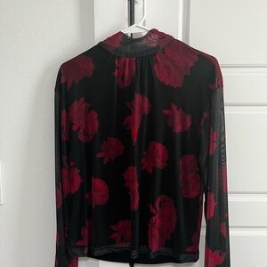 Sanctuary Black and Red Floral Blouse
